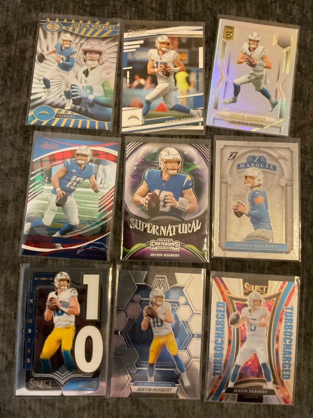 Justin Herbert: 9 Card Lot Select, Mosaic, Absolute, Zenith, Illusions Elite